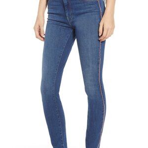 MOTHER The Looker Stripe High Waist Skinny Jean Wh